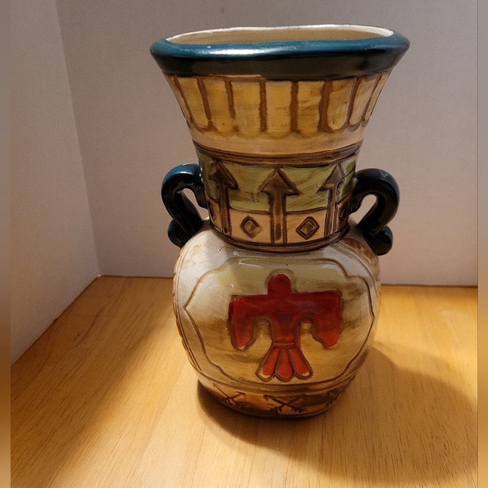 Vintage Southwest Western Decorative Motif Vase